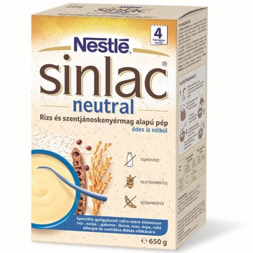 Sinlac Neutral Rizs és Szentjánoskenyérmag alapú p 650g papírdobozban