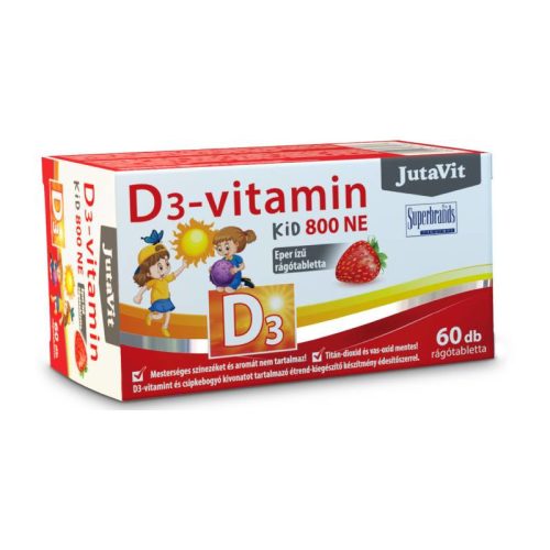 Jutavit KID D3 800NE rágótabletta eper 60x