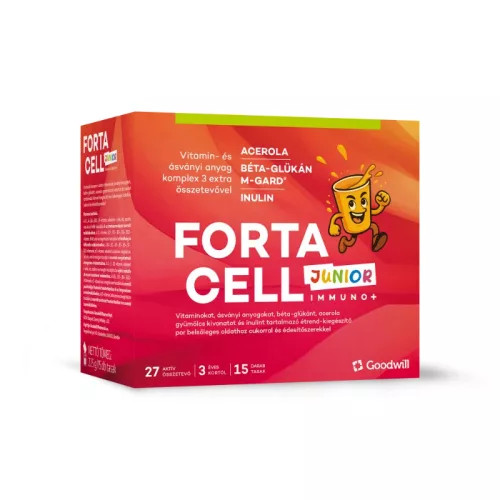 Fortacell Immuno+ Junior étrendkiegészítő por olda 15x15g