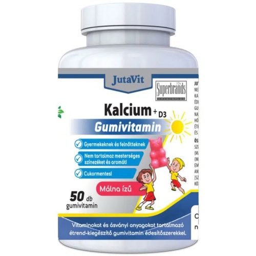 Jutavit Kalcium+D3 gumivitamin málna ízű cukment. 50x