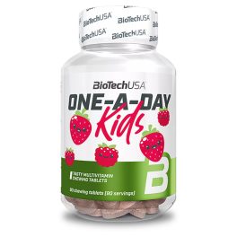 BioTechUsa One-A-Day Kids rágótabletta eper málna 90x