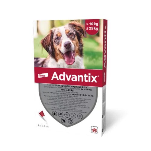 Advantix spot-on cseppek kutyának 10-25 kg a.u.v. 1x2,5ml
