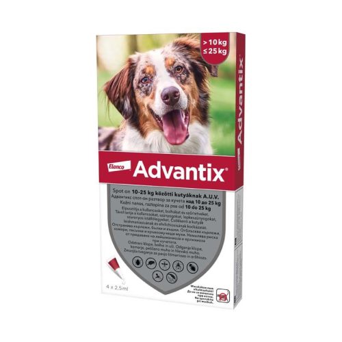 Advantix spot on 2,5ml 10-25kg között kutya a.u.v. 4x