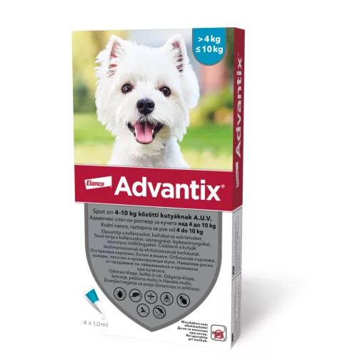 Advantix spot on 1,0ml 4-10kg között kutya a.u.v. 4x