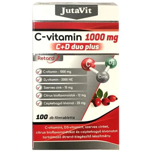 JutaVit C-vitamin 1000mg C+D DUO Plus ret.ftbl. 100x