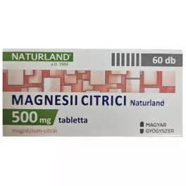   Magnesii citrici NATURLAND 500 mg tabletta 60x buborékcsomagolásban