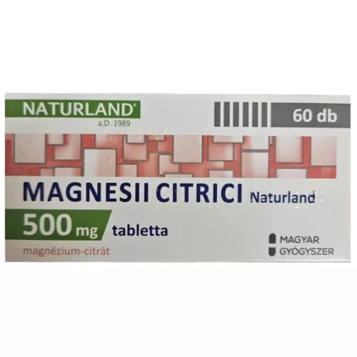 Magnesii citrici NATURLAND 500 mg tabletta 60x buborékcsomagolásban