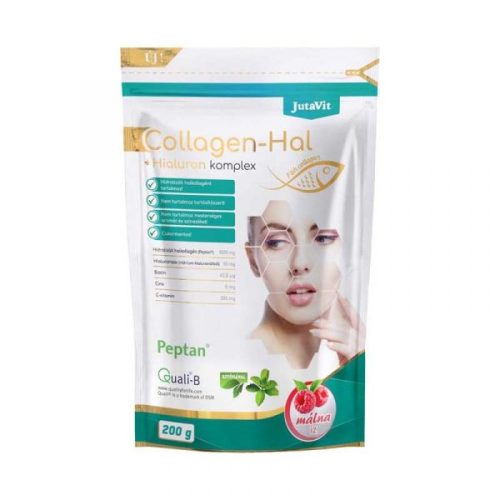 JutaVit Collagen-Hal+Hialuron Komplex por Málna 200g