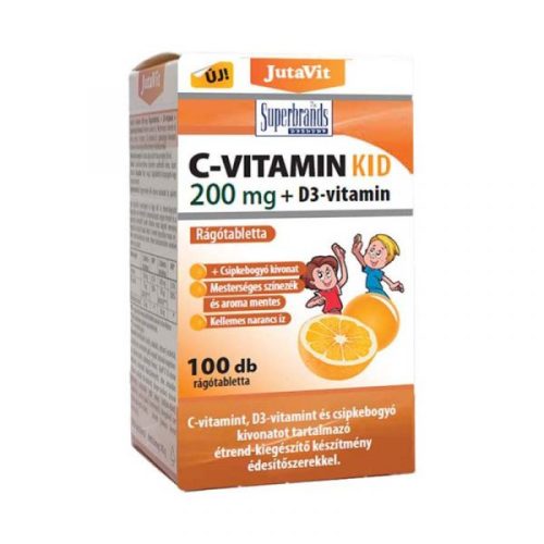 JutaVit C-vitamin KID 200 mg+D3 rágótabletta Naran 100x