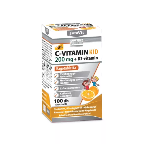JutaVit C-vitamin KID 200 mg+D3 rágótabletta Naran 100x