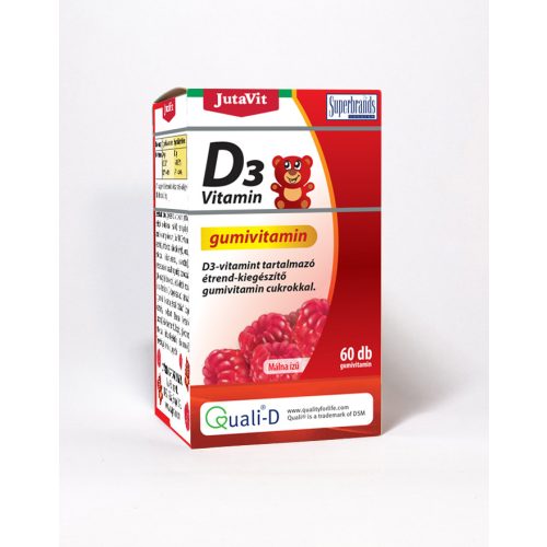 JutaVit D3-vitamin gumivitamin málna 60x